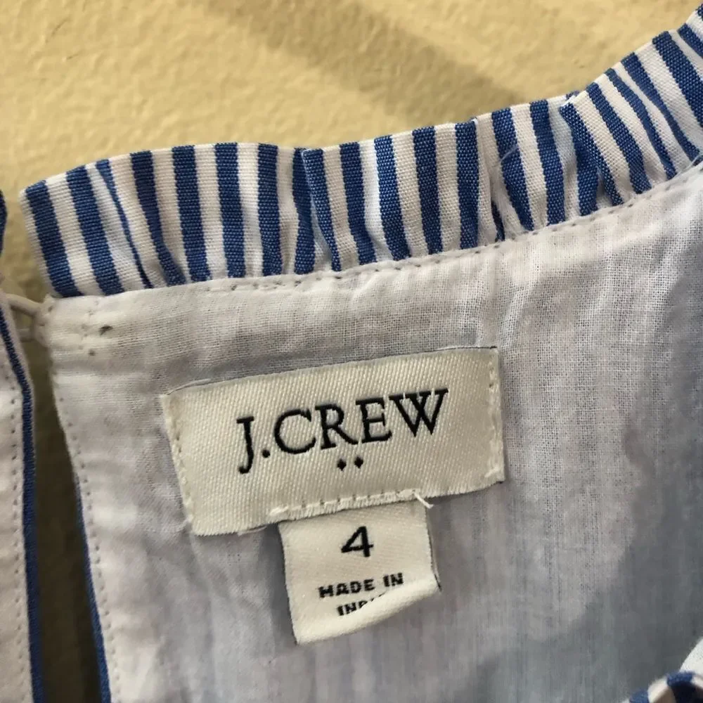 J. Crew Striped sleeveless tiered mini dress in cotton poplin